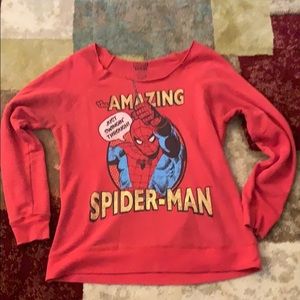Spider-man off the shoulder long sleeved shirt